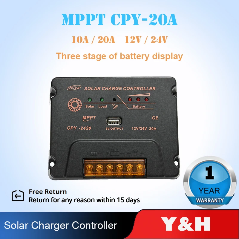 Регуляторы заряда солнечной батареи MPPT 20A 10A 12 В/24 В контроллер автомобильной с USB 5