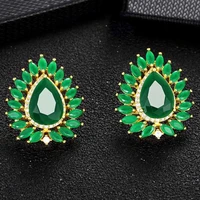 luxury waterdrop design crystal rhinestone stud earrings high quality copper zirconia jewelry elegant earrings for women girls