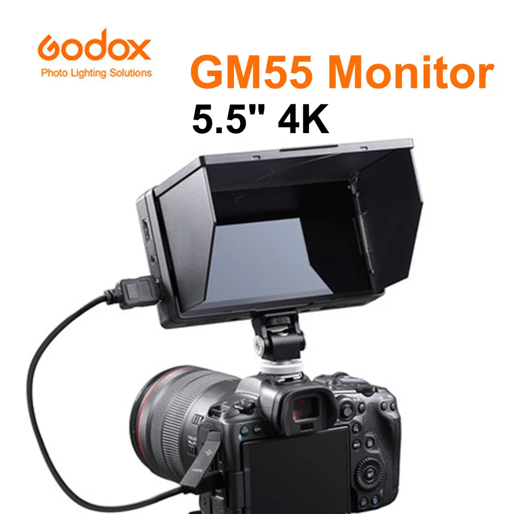 

Монитор Godox GM55 4K 5,5 дюйма на камеру DSLR 3D LUT сенсорный экран IPS FHD 1920x1080 Видео 4K-HDMI полевой монитор Dslr