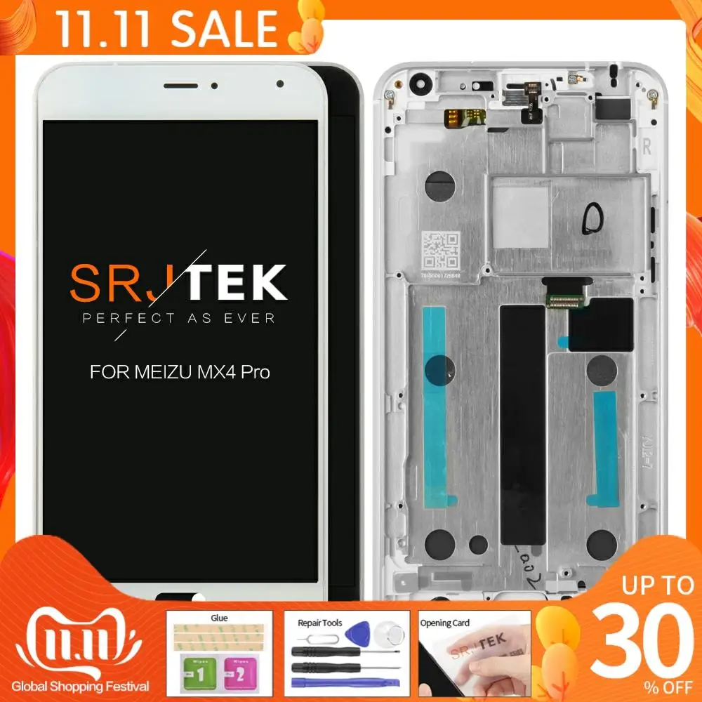 

SRJTEK For Meizu MX4 Pro phone LCD Display + Digitizer Touch Screen Glass 5.5" Black White Replacement Parts
