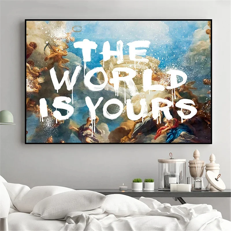 Граффити Мир ваш постер с изображением скруглённого лица картины HD-изображения