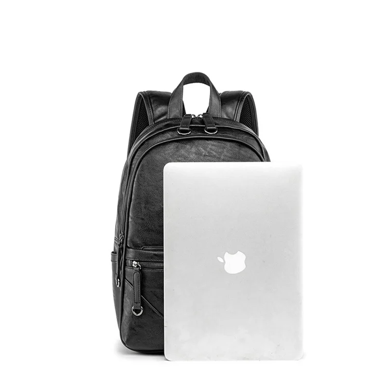 

Men Backpack pu Leather Casual High Quality Student Bag Soft Leather Large Capacity Backpack Male Teenager School Travel Bags