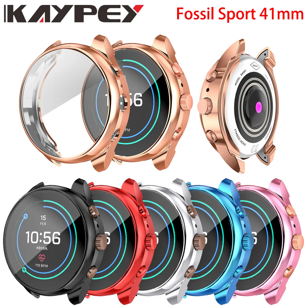 For Fossil Sport 41mm Smart Watch Case Screen Protector Full Cover Lightweight Bumper Soft TPU Slim Shell FTW6022 Accessories