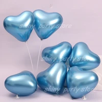 chrome metal blue heart balloons 12inch gold red love latex balloon for birthday party decoration wedding site decor supplies