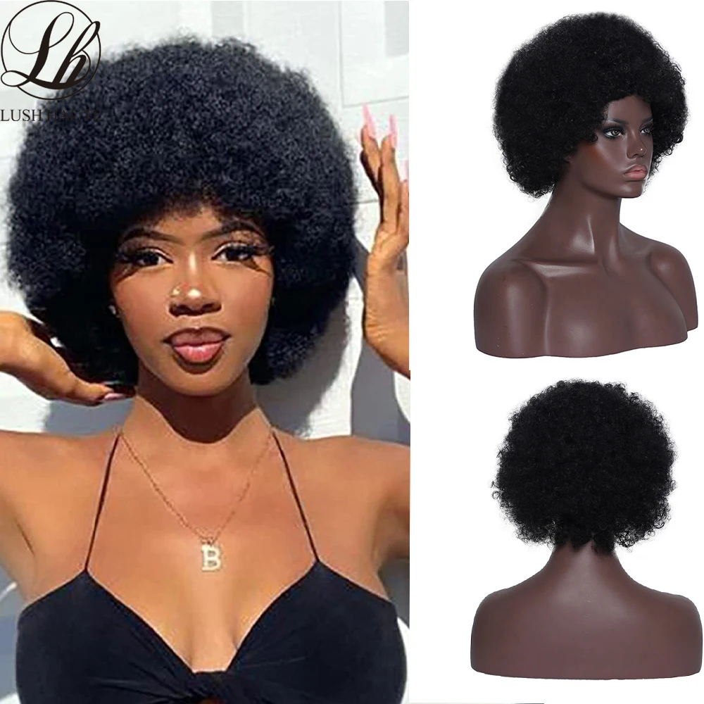 

Афро Парик Женщины Короткие Пушистые Парики Волос Для Чернокожих Женщин Естественно Выглядящие Черные Кудрявые Вьющиеся Синтетические Во...
