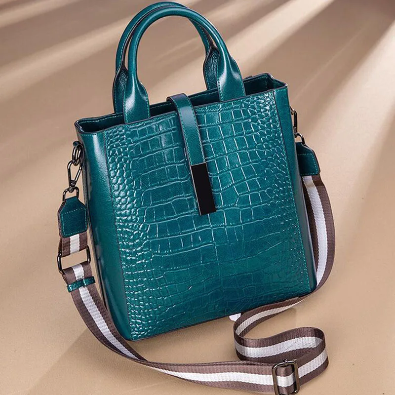 

New fashion all-match crocodile grain leather shoulder bag portable diagonal bag women High Quality Famous Brand Luxury Handbags
