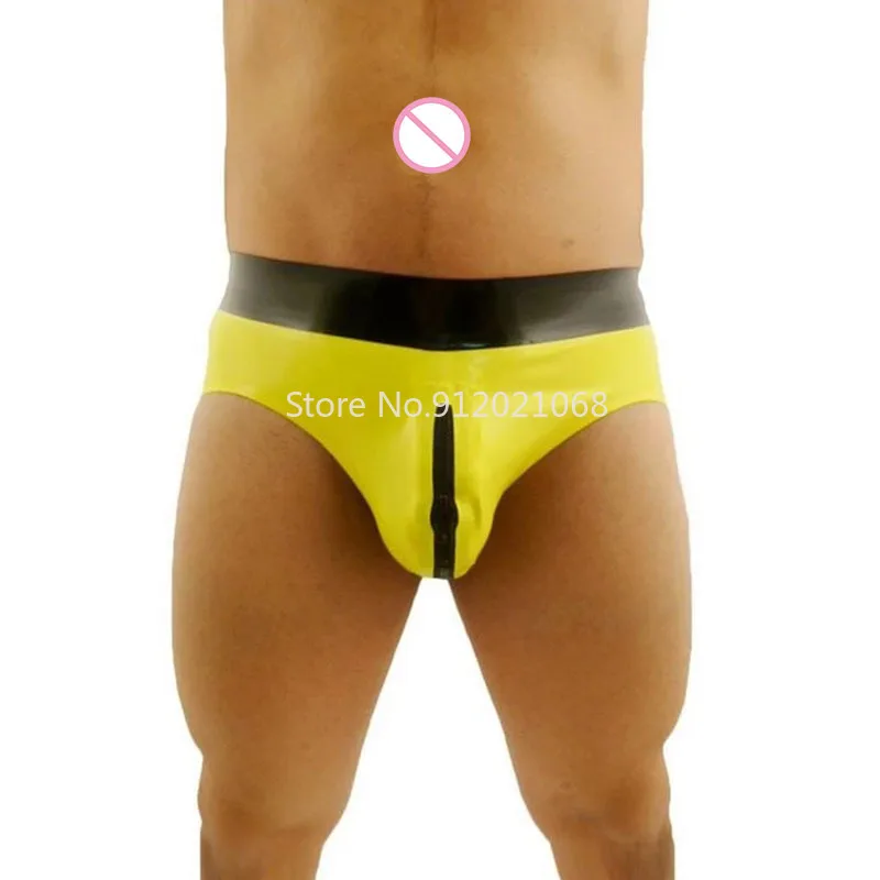 Мужские латексные трусы ручной работы желтые резиновое нижнее белье Gummi мужские