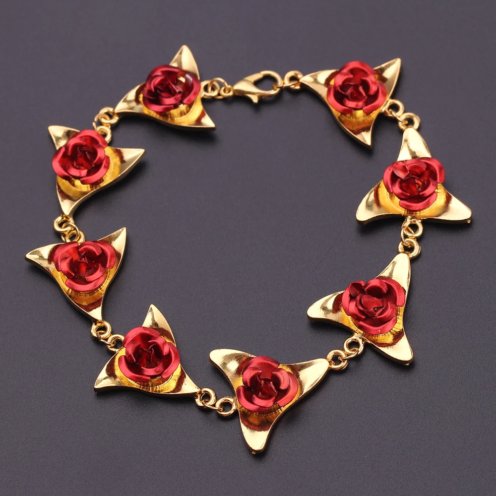 2021 роскошные золотые Цвет Браслет красная роза цветы цепочка на запястье подарок