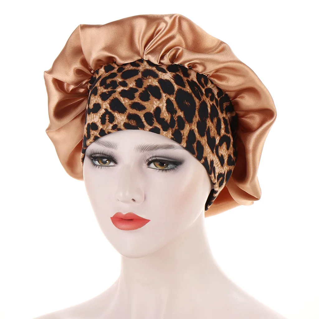 

New Beauty Salon Hair Cap Satin Baotou Hat Cloth Wide Hat Edge Nightcap Muslim Chemotherapy Cap Women India Hat Hair Accessories