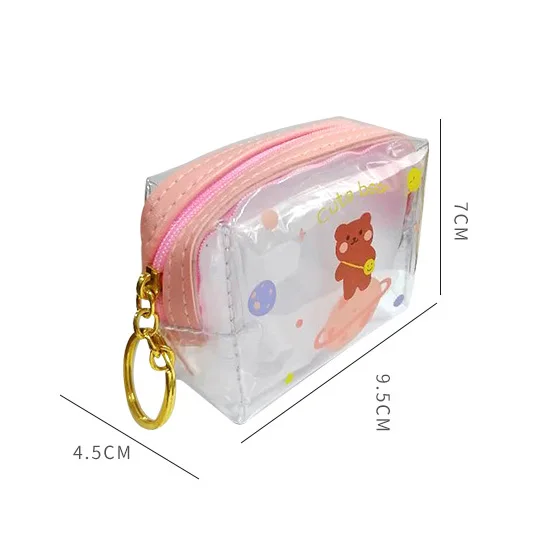 

1PC Portable Cartoon Style Cosmetic Bag Coin Purse Pen Stationery Storage Bag Transparent Waterproof Organizer Storage Tools