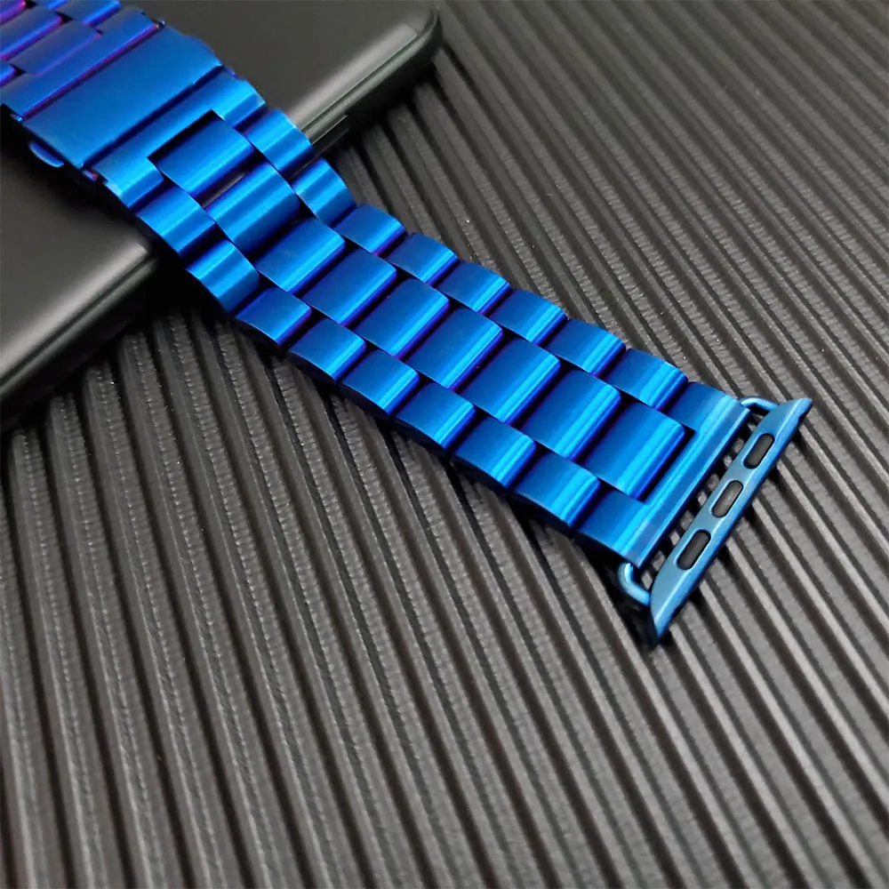 Blue Классический металлический ремешок из нержавеющей стали для Apple Watch 5 44 мм 40 мм 38 мм 42 мм соединяющий ремешок браслета для IWatch Series 1 2 3 4 - Band Color: Blue