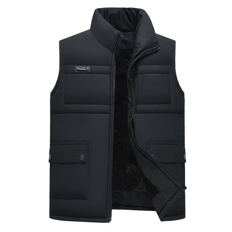 Black One Fletiter Мужские Пуховые жилеты, зимние куртки, жилет, мужская мода, без рукавов, на молнии, пальто, сохраняющее тепло, плюс размер 4xl - Цвет: Black One