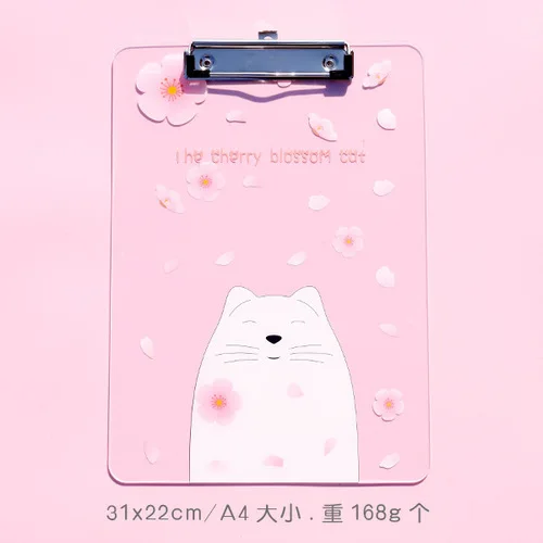 Cherry blossom cat ROWBOE симпатичные канцелярские принадлежности kawaii папка A4 доска папка офисные принадлежности коврик канцелярская акриловая письменная доска kawaii принадлежности - Цвет: Cherry blossom cat