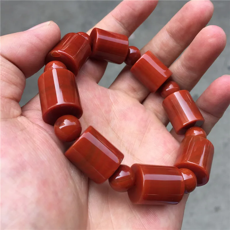 

100% natural red south agate jade bangle Handcarved jade beads bracelet for women men jade gift beads bracelet bangles 16mm