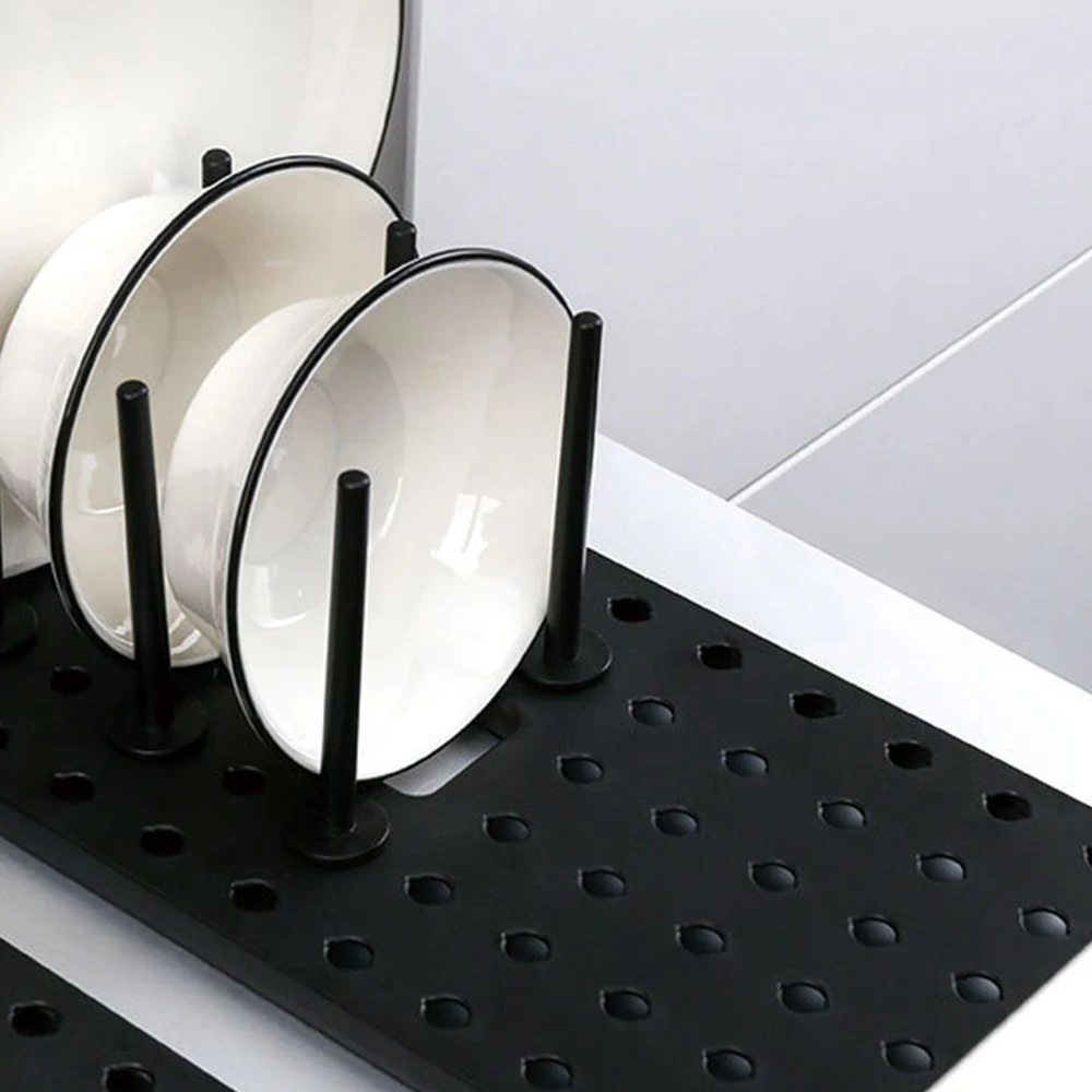 Kitchen Shelf Organizer Telescopic Dish Plate Drying Rack Bowl Pot Lid Storage Holder Adjustable | Дом и сад