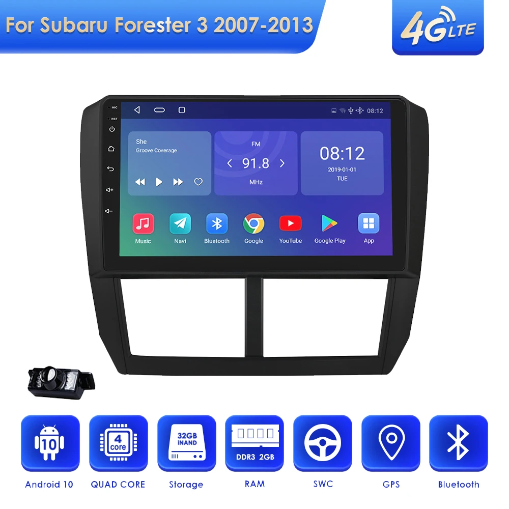 

Автомагнитола 2DIN, 9 дюймов, GPS, мультимедийный плеер Android для Subaru Forester 3/Impreza 2007-2013, головное устройство с навигацией, Wi-Fi, RDS, SWC, DVR