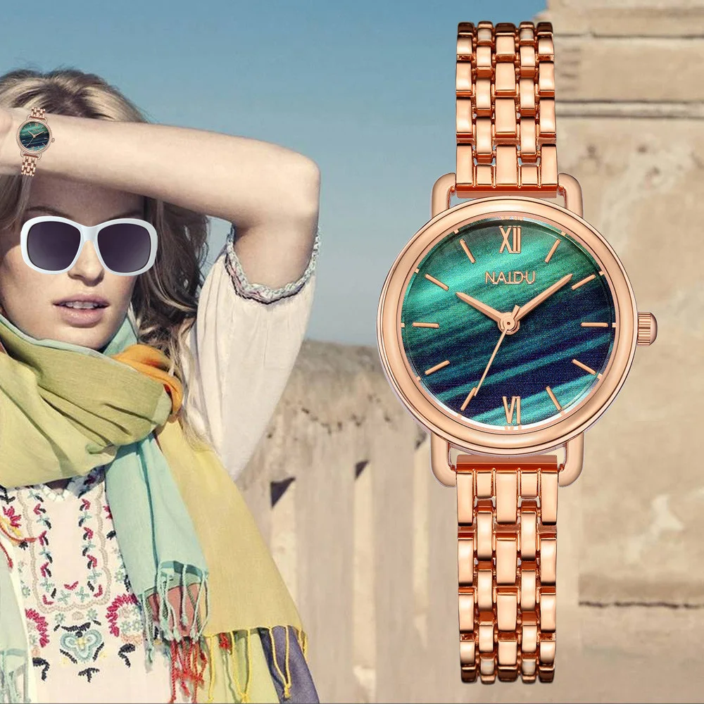 Женские мраморные поверхности браслет из нержавеющей стали Кварцевые наручные