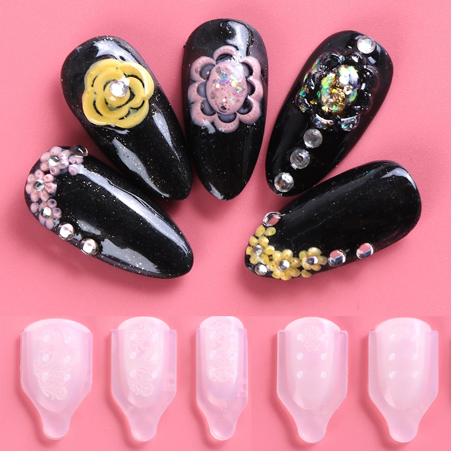 3 шт./компл. резьба 3D ногтей пластины для стемпинга-силиконовые формы искусства