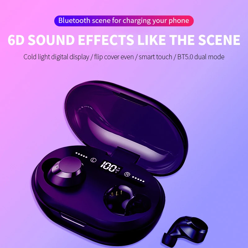 C8S TWS Wireless Earphone Bluetooth V5.0 3000 MAh Charging Box LED Display As Power Bank Headset Touch Earbud Adjust Volume |
