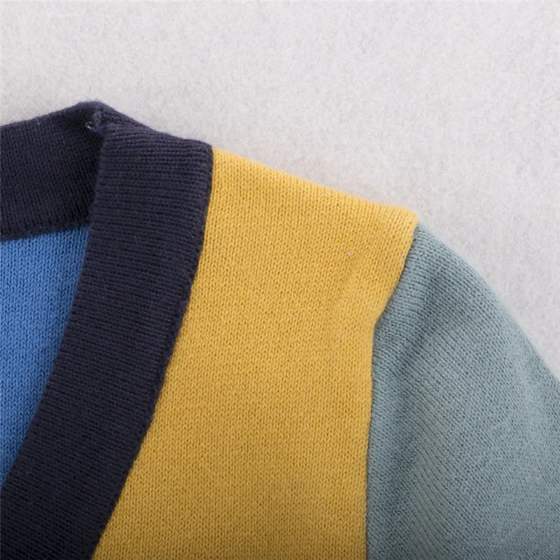 Зимний и осенний теплый детский свитер однобортное вязаное пальто с v-образным