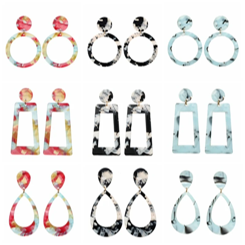Женские преувеличенные индивидуальные цветные висячие Серьги из ацетата с