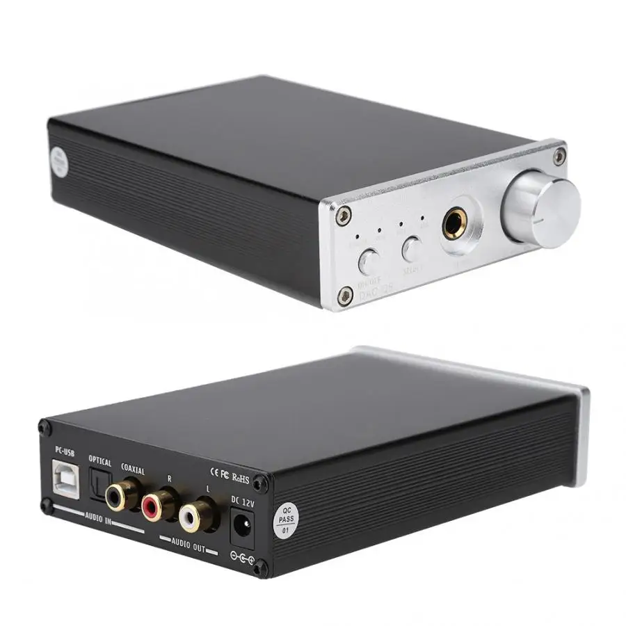 DAC-Q5 HIFI стерео 24 бит/192 кГц для RCA/6,35 мм разъем для наушников выход усилитель для наушников 110-240 в усилитель активных динамиков