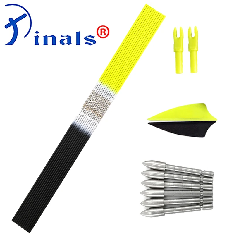 Pinals Archery Spine 500 600 700 800 900 30 Inch Carbon Arrows Shaft Vanes Broadheads Pin Nock Bow Longbow Hunting Shooting