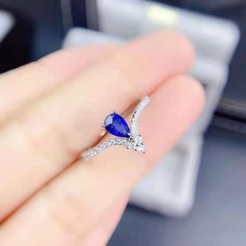 

Женское серебряное кольцо с сапфиром, 3 мм