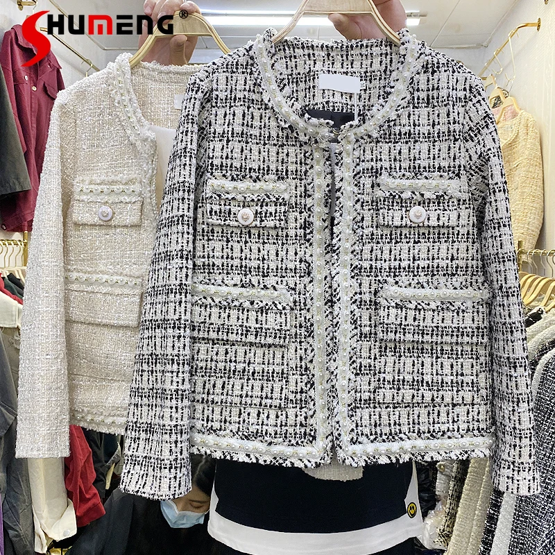 

Женская твидовая куртка в стиле Харадзюку, свободное шерстяное пальто с круглым вырезом и длинным рукавом, однобортное винтажное пальто с б...