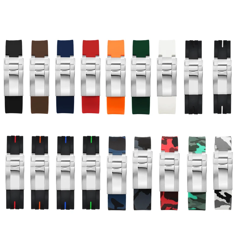 20 мм 21 мм черный зеленый синий изогнутый силиконовый резиновый ремешок для наручных часов Ремешок RX Daytona Submariner GMT explorer 2 браслет