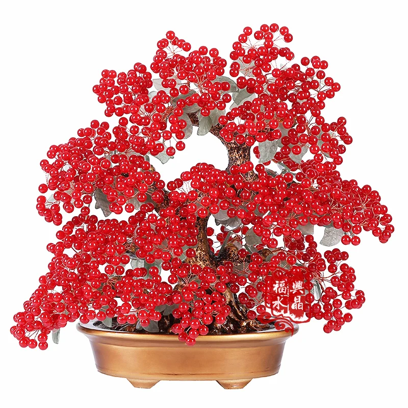 

Natural crystal Zhaocai tree red chalcedony fortune home living room wine cabinet office relocation gifts opening gifts ornament