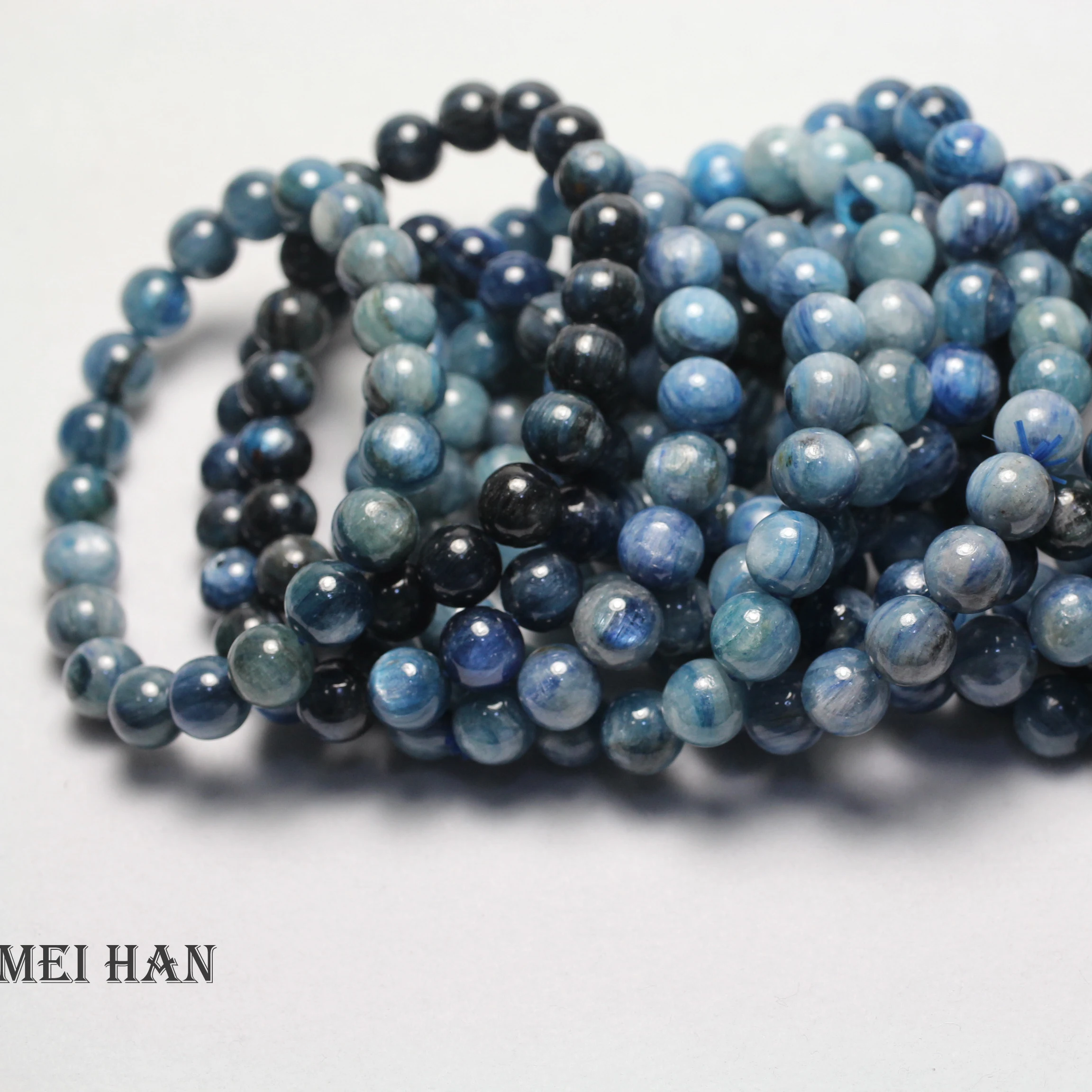 Meihan натуральный (2 браслета/набор) бразильский Голубой Кианит 9 5 10 мм Гладкий