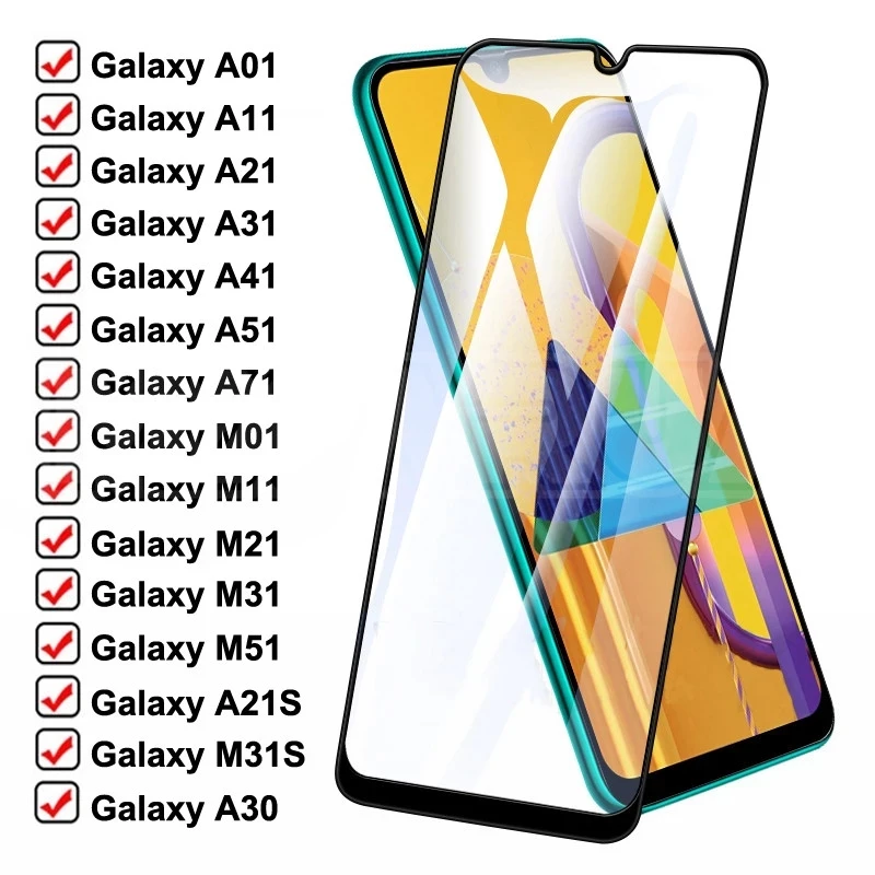 

999D Protective Glass For Samsung Galaxy A01 A11 A21 A31 A41 A51 A71 Screen Protector M01 M11 M21 M31 M51 A30 A50 Safety Glass