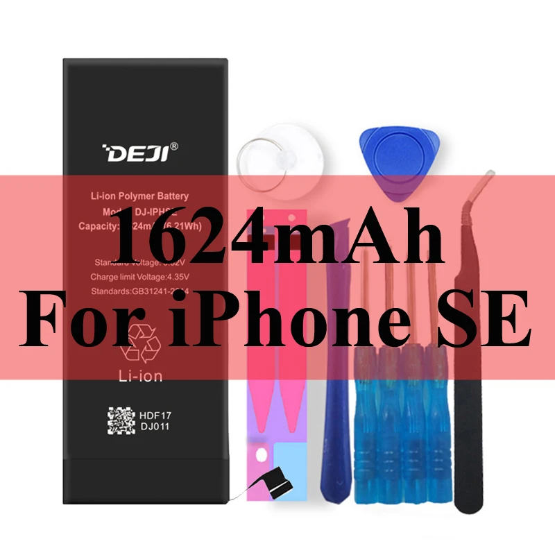 1624mAh For iPhoneSE Deji Аккумулятор для Apple iPhone 5S SE 6 6s 7 4s 5 8 X SE 6Plus 6sPlus 8Plus Plus iPhone7 1430mAh-3410mAh сменный литий-полимерный батарея+бесплатный инструмент для Apple iPhone 5s SE 6 6s 7 Мобильный телефон батарея - Цвет: 1624mAh For iPhoneSE