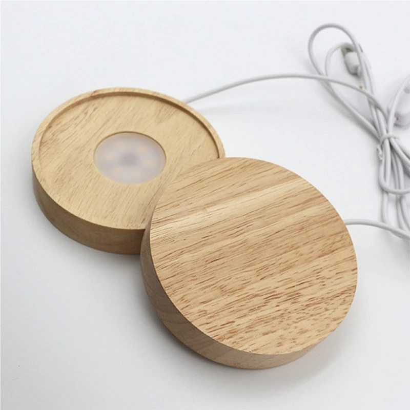 

41XC Wooden Night LED Light Lamp Base Warm White Color & Multicolor 1.5m Cable