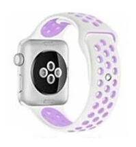 Мягкий силиконовый спортивный ремешок для apple watch ремешок 40 мм 44 мм браслет для iwatch 5 4 3 2 1 дышащий ремешок для часов 42 мм 38 мм - Цвет ремешка: white purple