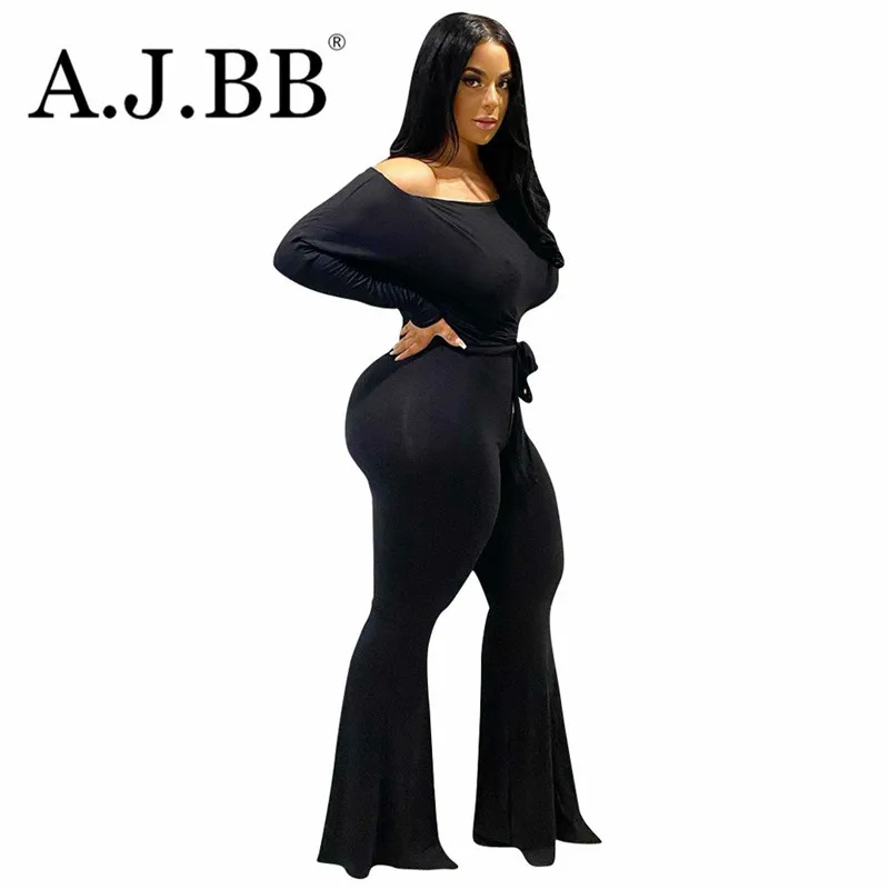 

Autumn new fashion solid color casual one-piece pants loose o-neck long sleeve women's shirt pants