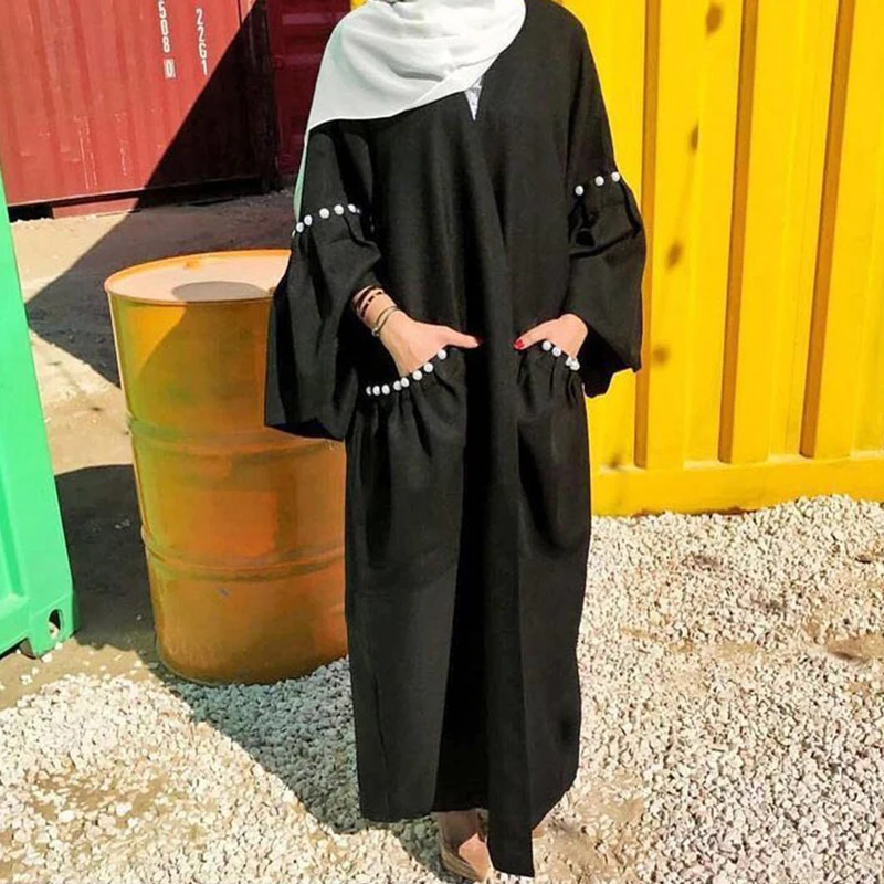 Мусульманская абайя, платье ручной работы с жемчужинами и бисером, хиджаб, кардиган, кимоно, длинное платье, платье, Джаба, Ближний Восток, Ра...