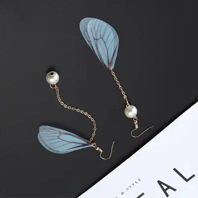 

60pcs/ Lote Korean Retro Fashion Earrings Pearl Pendant Butterfly Wing Butterfly Fairy Wings Earrings Wholesale Women's Jewelry