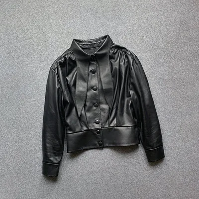 

MESHARE Women Spring Genuine Real Sheep Leather Jacket E33