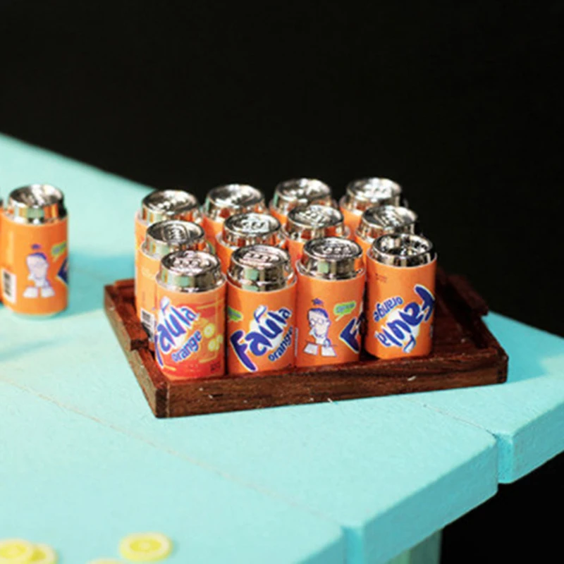 

6Pcs Supermarket Food For Dollhouse Decals New Mini Metal Can Juice Beverage Model Dollhouse Miniature