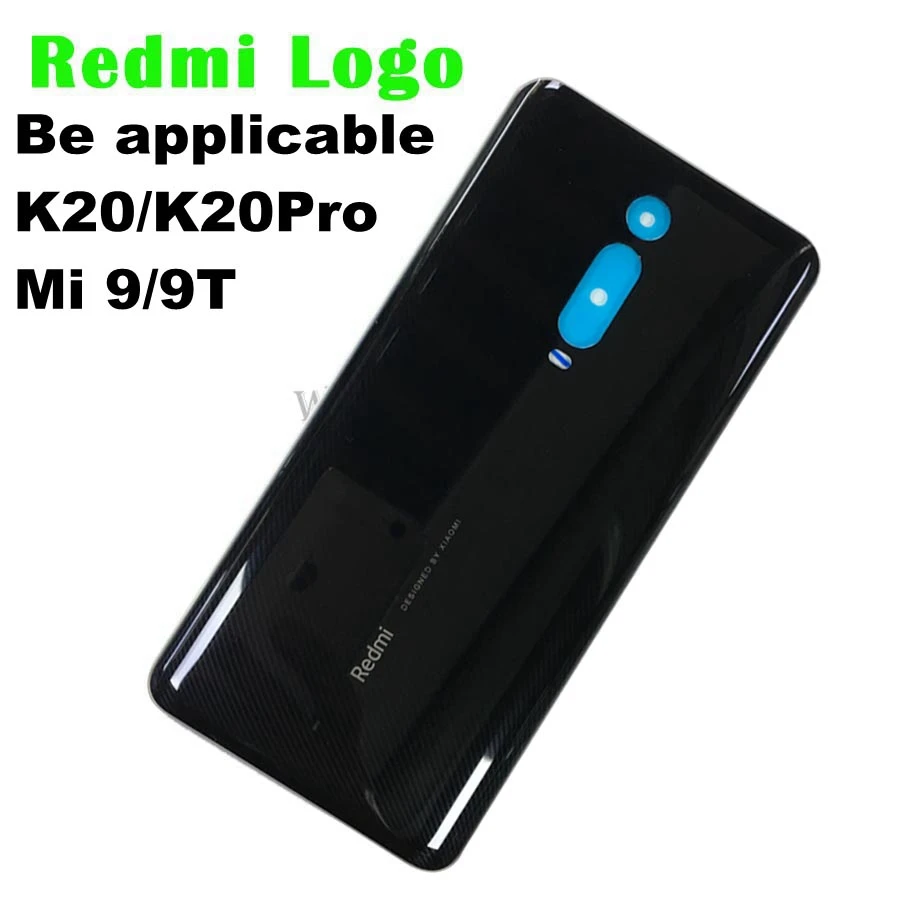 Redmi Logo Black Чехол для батареи Red mi K20 Pro, Задняя стеклянная панель, чехол для задней двери для Xiaomi mi 9T Pro, чехол для батареи, задняя крышка с линзой - Цвет: Redmi Logo Black