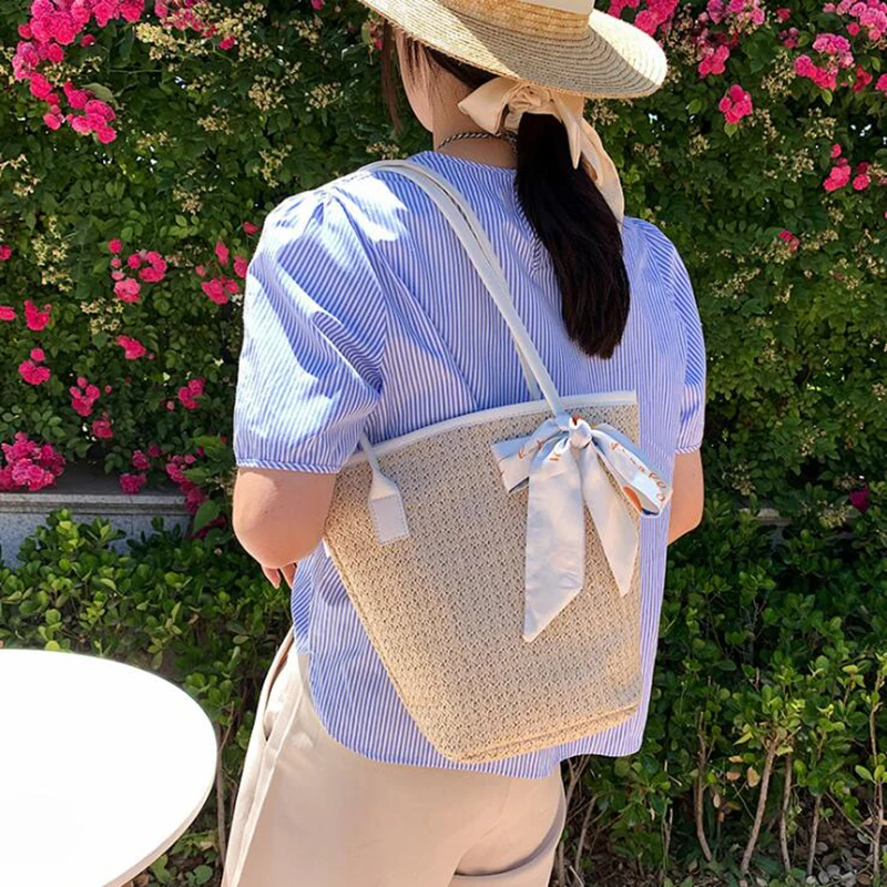 

Woven Bags Women's Summer Beach Shoulder Straw Weaving Handbag Fashion Crossbody Bag 2021 Large Capacity Female Shopper Tote