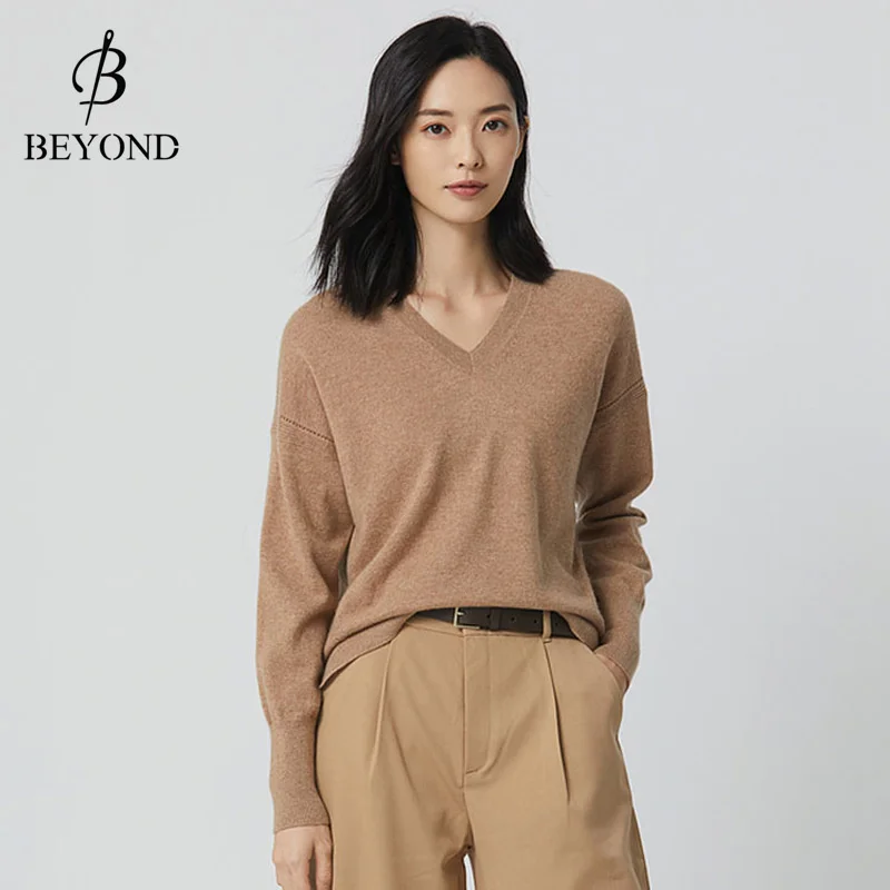 

Biyang clothing cashmere sweater women's autumn and winter clothing Korean 2021 foreign style V-neck Pullover bottomed shirt