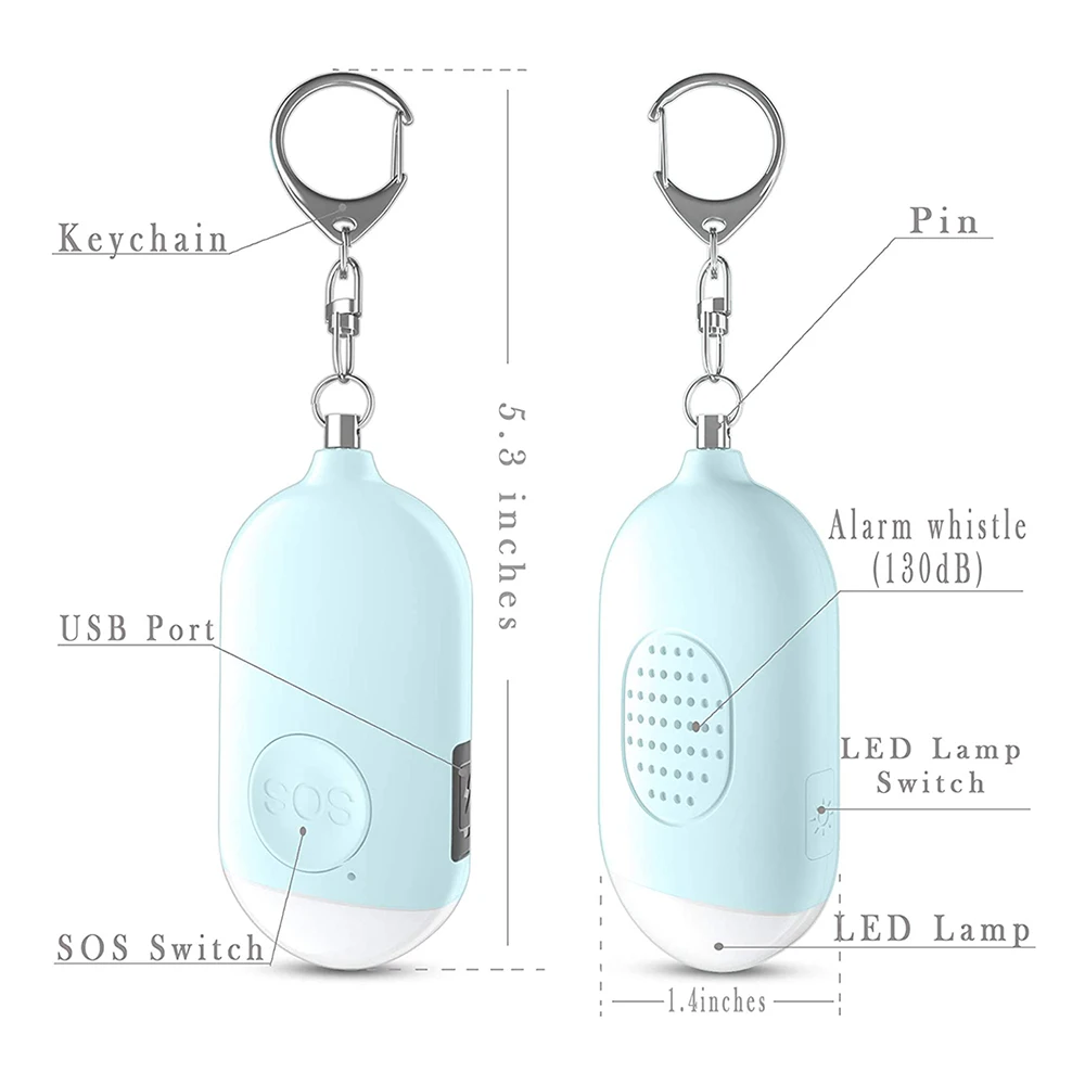 130dB Self Defense Alarm Keychain with Emergency LED Flashlight Security Personal Protection Devices for Women Girls Kids images - 6