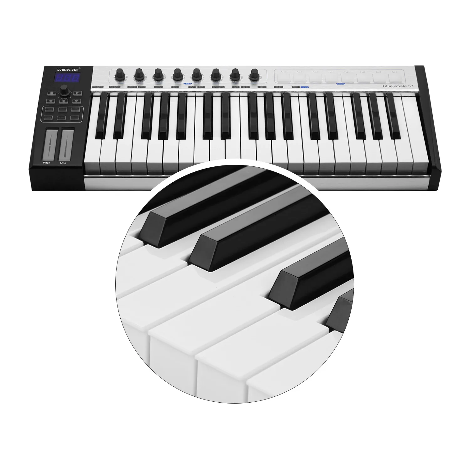 Worlde MIDI-клавиатура 25 портативная мини-USB MIDI-контроллер 37 клавиш клавиатура