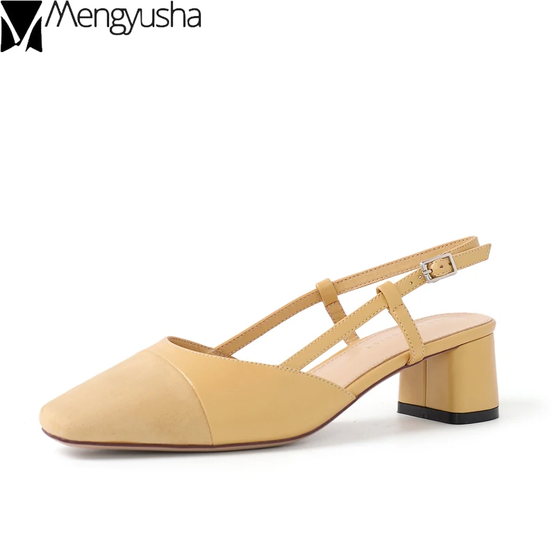 Сандалии разных цветов с закрытым квадратным носком женские туфли ремешком