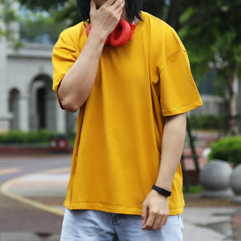 

Men's heavy-weight t-shirt, solid color, cotton, large sleeve