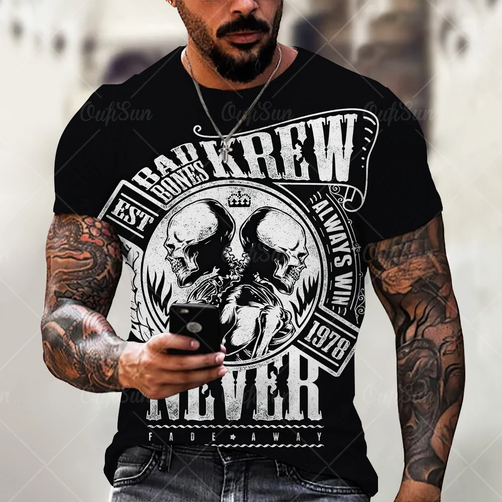 

T Shirt Men Punk Skull Print Summer Short Sleeve Casual Tees Street Style Oversize Handsome Male Clothes Unisex Trendy T Shirts