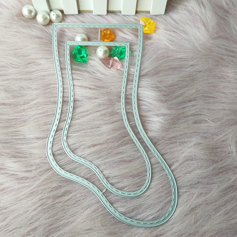 Новые большие рождественские носки металлическая Форма для высечки рельефное